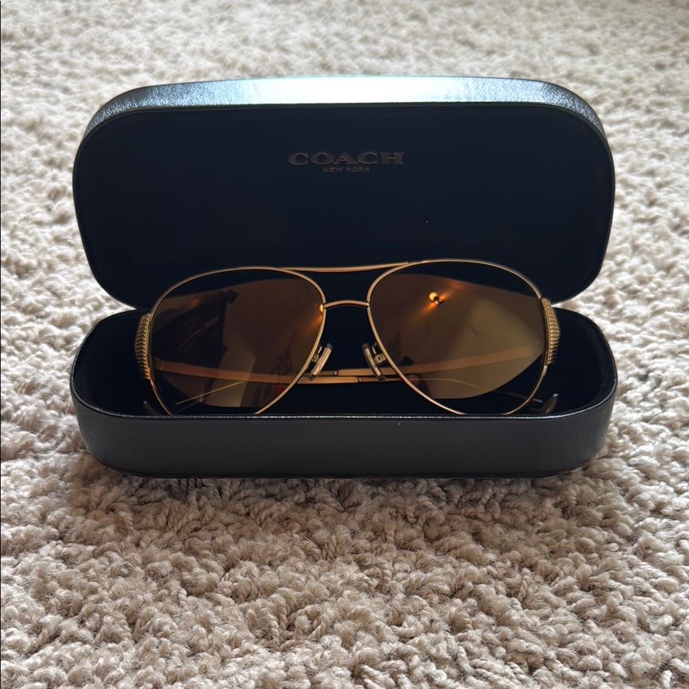 Coach Gold-Toned Aviator Sunglasses